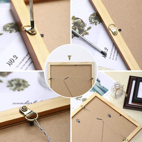 Picture Hanging Kit 220 Pieces Gold Hardware Set With Assorted Hooks Nails Sawtooth Hangers D Rings Steel Wire in use