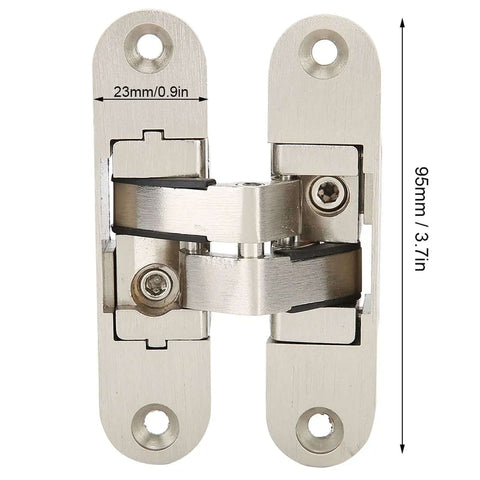Heavy Duty 3D Zinc Alloy Door Hinge With Nylon Pad for folding doors, 95mm x 23mm, shown in front view with dimensions, durable fittings
