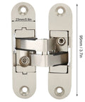 Adjustable Zinc Alloy Silent Folding Door Hinge for wood doors, wardrobes, and windows with nylon mat, 95mm x 23mm size.
