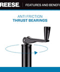 Round A-Frame Trailer Jack With 2000 LB Lift Capacity showing topwind crank and anti-friction thrust bearings