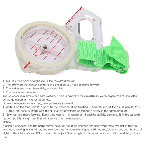 Thumb Orienteering Compass For Outdoor Navigation, Dope Luminous Acrylic Survival Gear With Carrying Loop, Lightweight Hiking Tool