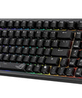 Game Ready 96 Percent Layout Wireless Mechanical Gaming Keyboard Featuring Hot Swappable Switches angled view showcasing black keys and colorful backlighting.