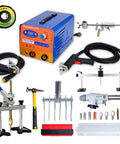 Pro Grade 3000W Spot Weld Dent Puller Kit With 11000A Peak Current 12000uF Capacitor LED Display in full view with tools.