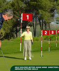 Four Pack Golf Flag Sticks With 6 Foot Putting Green Red Digital Style Flags, Hole Cups And Poles, Numbered No 1 Through No 4 setup