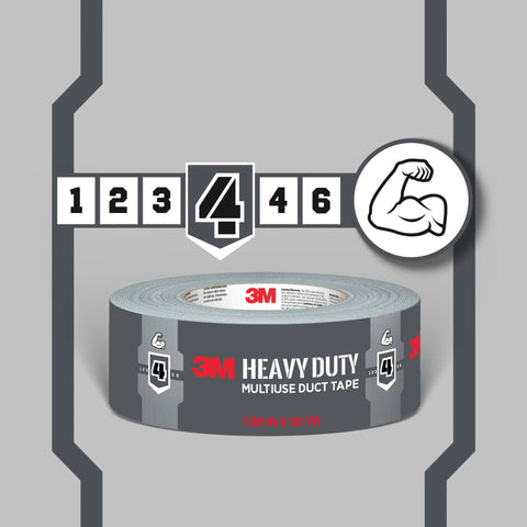 Heavy Duty Blue Duct Tape 1.88 In By 20 Yard Roll Go-To Multi Surface Use With Industrial Strength Adhesive Bonds To Metal Glass Plastic Cardboard And Laminate Perfect For Sealing Quick Repairs And Reinforcing Projects. 3M heavy duty multiuse duct tape roll, 1.88 in x 30 yd, gray