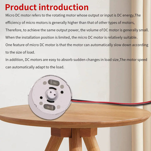 10 Pack Tiny Micro DC Motors R300C 25mm Small DC Motor 1.5V 3V 6V 1730 RPM With Wire on wooden table