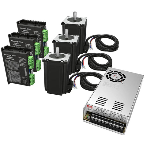 Three Axis CNC Controller Kit With Nema 23 57mm Stepper Motors 2Nm 285 OZ In Each 2 Phase 3A DM556 Driver 350W Power Supply Mach3 Control Card For Engraving Machines And DIY CNC Projects components