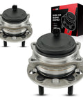 512646 Rear Wheel Bearing And Hub Assembly Two Pack For Kia Sorento 2016 2020 FWD, Telluride 2020 2023 FWD, And Hyundai Palisade 2020 2023 FWD With ABS Premium Quality Replacement For A Quiet Smooth Ride And Built To Last, front and side view of assembly with box.