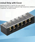 2 Pack 60A 600V Terminal Strip with Clear Cover Dual Row Screw Clamp Wire Terminal Block for Bridge Lighting
