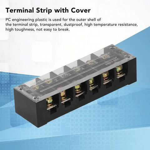 2 Pack 60A 600V Terminal Strip with Clear Cover Dual Row Screw Clamp Wire Terminal Block for Bridge Lighting