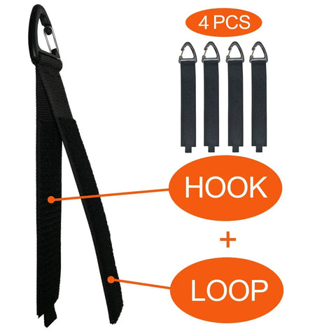 Extension Cord Holder Organizer 4 Pack Large 16 Inch Heavy Duty Storage Straps showing hook and loop design, black color.