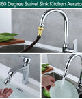 Swivel Faucet Adapter Kit For Garden Hose 360 Degree Rotation Three Quarter Inch GHT Thread Multi Thread Connector on chrome sink faucet