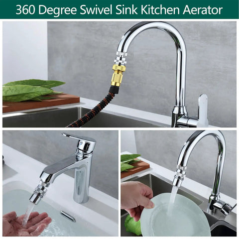 Swivel Faucet Adapter Kit For Garden Hose 360 Degree Rotation Three Quarter Inch GHT Thread Multi Thread Connector on chrome sink faucet