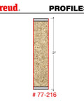 Cross-section of wood panel showing cut by Half Inch Double Compression Router Bit With Half Inch Shank, Four Inch Overall Length