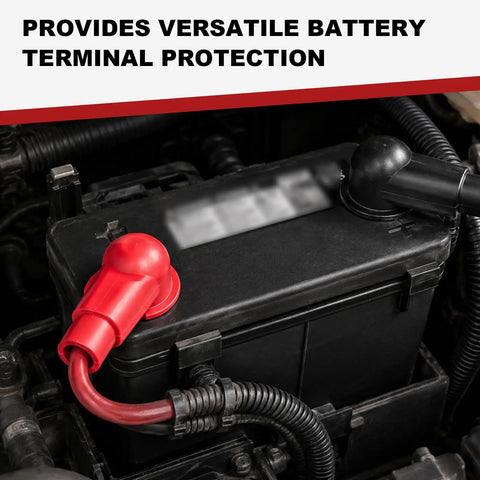 Beefy Side Post Battery Terminal Covers 2 Pack In Red Plus Black Heavy Duty Pvc Shield on car battery terminals for protection.