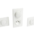 Hit The Ground Running With This Knockout Smart Home Starter Kit Featuring Wireless Dimmer Switches Control Sockets And Zero Sweat Wiring, showing three smart controls.