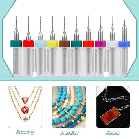 Lothee 30-piece tungsten carbide micro drill bit set (0.1–1.0 mm) with color-coded caps, front view