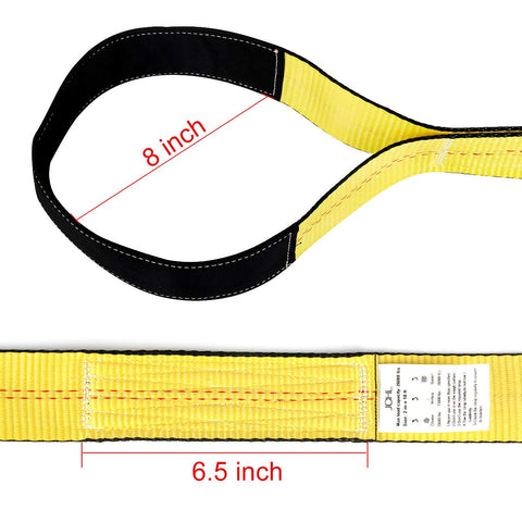Heavy Duty Lift Sling Straps 10 Ft By 2 In Web Slings With 15,000 Lb Basket Capacity 2 Pack, yellow polyester with size labels