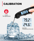 Ultra Fast Instant Read Digital Meat Thermometer With Backlit LCD Waterproof Probe in ice for calibration