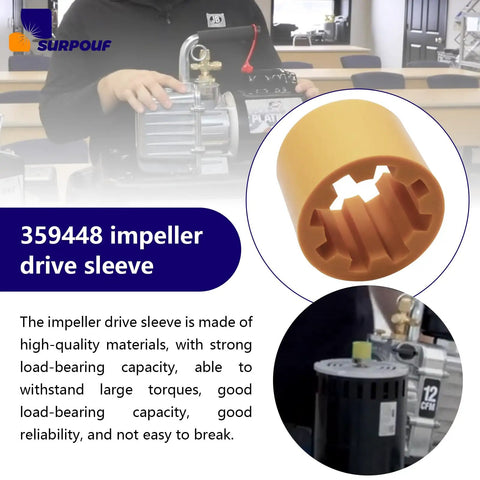 Power Systems Impeller Drive Sleeve 359448 For Kohler Engines 4EF 4EFCD 5E 5ECD 6EF 6EFCD 7.3E 7.3ECD Durable Plastic Sleeve Protects Coupling And Reduces Wear In Operation, 359448 impeller drive sleeve, tan plastic
