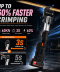Heavy Duty 18V Hydraulic Pipe Crimping Tool With 60KN Power Fast 3S Crmp showcasing powerful 60KN output and crimping time details.