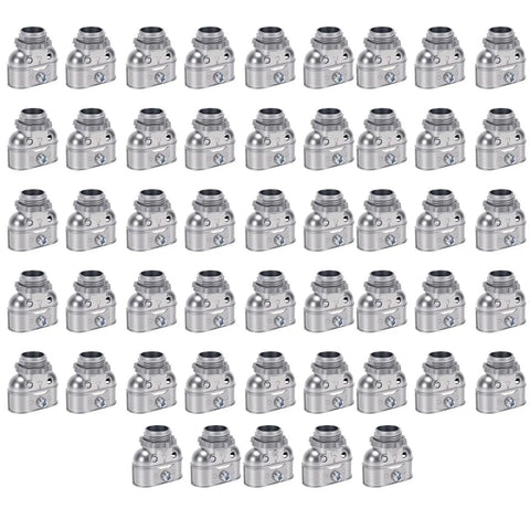 Heavy Duty 50 Pack 3 8 Inch Duplex Wire Connector 90 Degree Sweep Elbow Compatible With Ac Mc Nm Electrical Cables arranged in rows