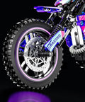 Close-up of motorcycle wheel detail from Motorcycle Building Block Set With 476 Pieces, Epic Collectible Display Model