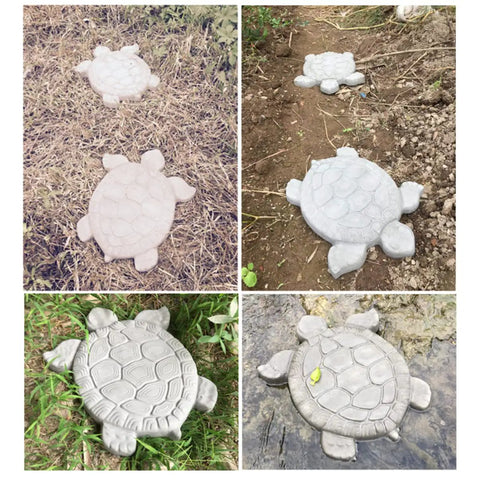 Turtle Shaped Stepping Stone Mold For Concrete No Fuss DIY Path Maker on garden paths and lawn, durable ABS material, custom walkways.