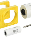 Bi-Metal Lock Installation Kit With Adjustable Guide Template For Steel And Wood Doors With Snap Lock Arms For Precise Drilling
