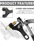 Sturdy Beefy Heavy Duty Motorcycle Chain Breaker Tool For 530 528 525 520 428 420 Chains, iron build close-up showing hardened iron and pin remover.