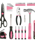 39 Piece Pink Household Tool Set With Storage Case For Home DIY Projects Includes Hammer Pliers Screwdrivers Tape Measure And More
