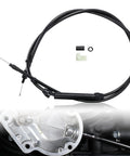 Installed view of black TIGERSGATE 64 11/16-inch extended Harley clutch cable with end fittings on engine cover