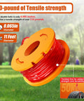 Auto Feed Trimmer Spool Line 0.065 Inch 11 Ft Refills with orange spool for Electric String Trimmers and Weed Eater Edgers