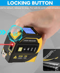 4 In 1 Laser Tape Measure All In One With 131Ft Laser Distance Meter 16Ft AutoLock Tape Cross Line Laser Level Pro Grade Dual Axis Electronic Angle LCD Display Built For DIY And Construction Projects, locking button