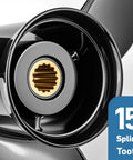 Close-up of 15-spline hub on Beefy 14.25X21P Right Hand Aluminum Propeller With Hub Kit for Mercury Outboard and MerCruise Alpha Bravo
