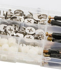 Box of 3 In 1 Connector Bolt And Dowel Set With Preinserted Nut For Furniture Fittings Zinc Alloy Fasteners Screws And Expansion Hardware