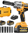 Beast 850Nm Cordless Brushless Impact Wrench Kit, 21V 1/2 Inch, Max 640 Ft-Lbs Torque with batteries, charger, sockets.