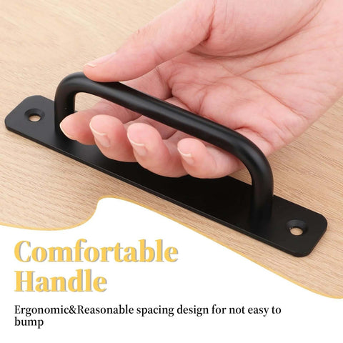 4 Pack Black Aluminum Alloy 5 Inch Hole Center Gate Handles For Sliding Barn Doors And Bifold Closet Doors With Plate Includes 8 Screws Durable Door Pull Handles For Pocket Doors Heavy Duty Construction