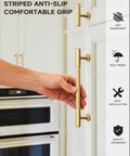Installation of Champagne Bronze Cabinet Pulls 10 Pack 5 Inch Center to Center 6.6 Inch Overall Length on kitchen cabinets.