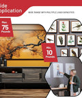 Complete 303 Piece Picture Hanging Hardware Kit With Heavy Duty Wall Hooks Drywall Anchors And Screw Assortment For Rock Solid Gallery Displays No Sweat Installation showing max 75 pounds artwork display.