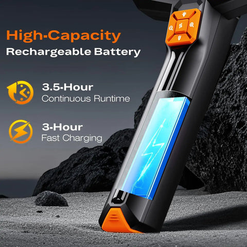 Endoscope Camera With Light Handheld Borescope 4.3 Inch IPS Color Screen Real Time HD Inspection black orange body with rechargeable battery
