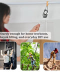 Heavy Duty Pulley System Kit Open Pulley Block With 32Foot Nylon Rope And Hooks For Easy Lifting And DIY Projects Durable Steel Construction Chrome Plated Finish used for home workouts and DIY lifting