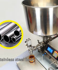 No Fuss Paste Filling Machine With Digital Display And Foot Switch Plug And Play Setup Smooth Operation Built Tough For Small Business Creams Honey And Jam with stainless steel body.