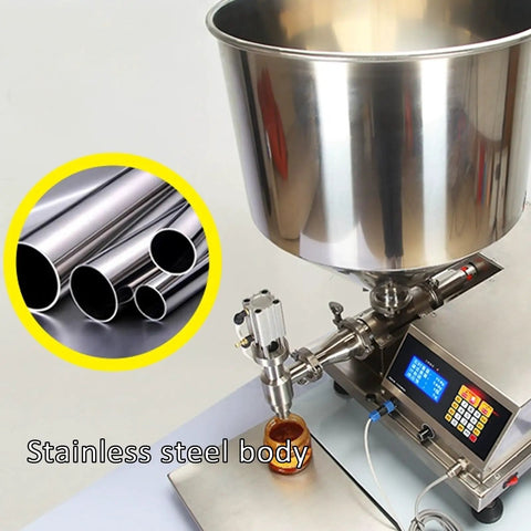 No Fuss Paste Filling Machine With Digital Display And Foot Switch Plug And Play Setup Smooth Operation Built Tough For Small Business Creams Honey And Jam with stainless steel body.