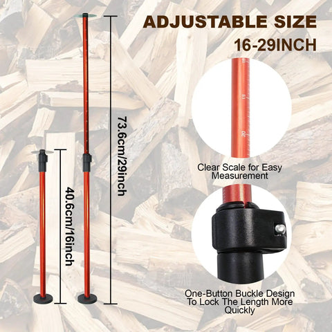 Heavy Duty Telescopic Firewood Measuring Stick With Super Strong Magnets For Fast Wood Cutting And Dang Easy Log Marking, adjustable 16-29 inches.