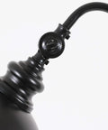 Close-up of Sweet Matte Black Steel Pharmacy Floor Lamp Featuring Matching Metal Shade And Easy Rotary Switch showing joint detail.