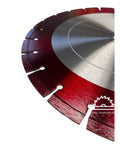 Close-up of a single 6 Inch Early Entry Green Concrete Diamond Blade with red finish and no-chip design for smooth, long-lasting cuts.