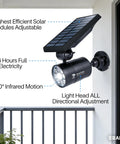 Solar Motion Flood Security Lights Outdoor Waterproof Aluminum Case With PIR Sensor And 1400LM on balcony wall