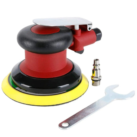 Heavy Duty 5 Inch Random Orbital Palm Sander Dual Action Pneumatic Power Tool with Aluminum Body and accessories