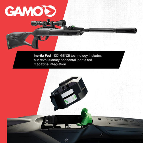 Swarm Fusion 10X GEN3i Break Barrel Pellet Air Rifle With 10 Shot Inertia Fed Magazine, 3-9x40 Scope, black design